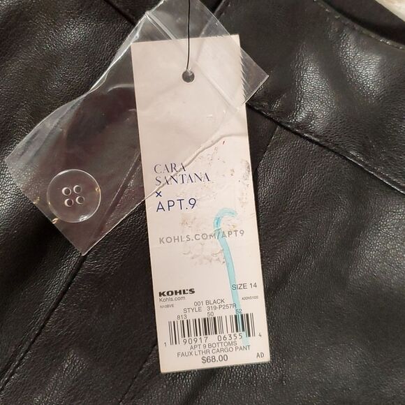 NEW‎ NWT Women's Apt. 9® + Cara Santana Faux Leather Cargo Pants Size 14 - Picture 6 of 11